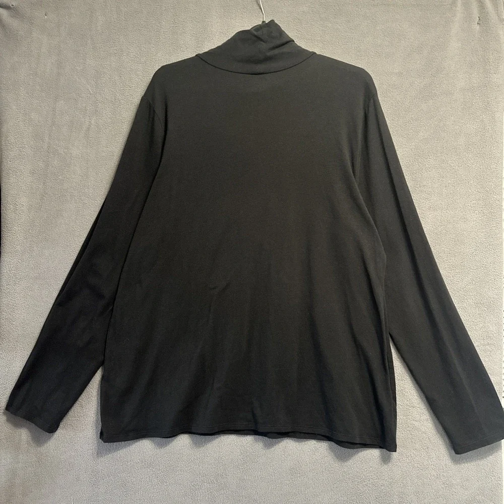 J. Jill Jersey Turtleneck Shirt Top Size XL Black Stretch Layering Minimalist - Picture 3 of 5